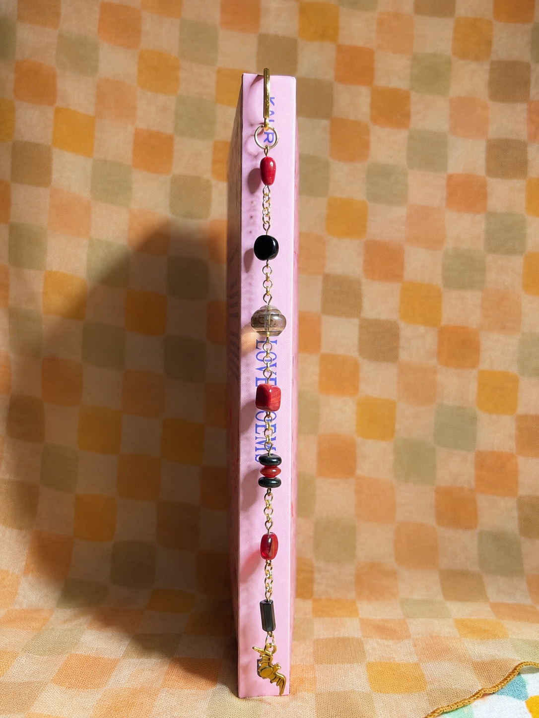 Metal Bookmark with Hand-beaded Charm