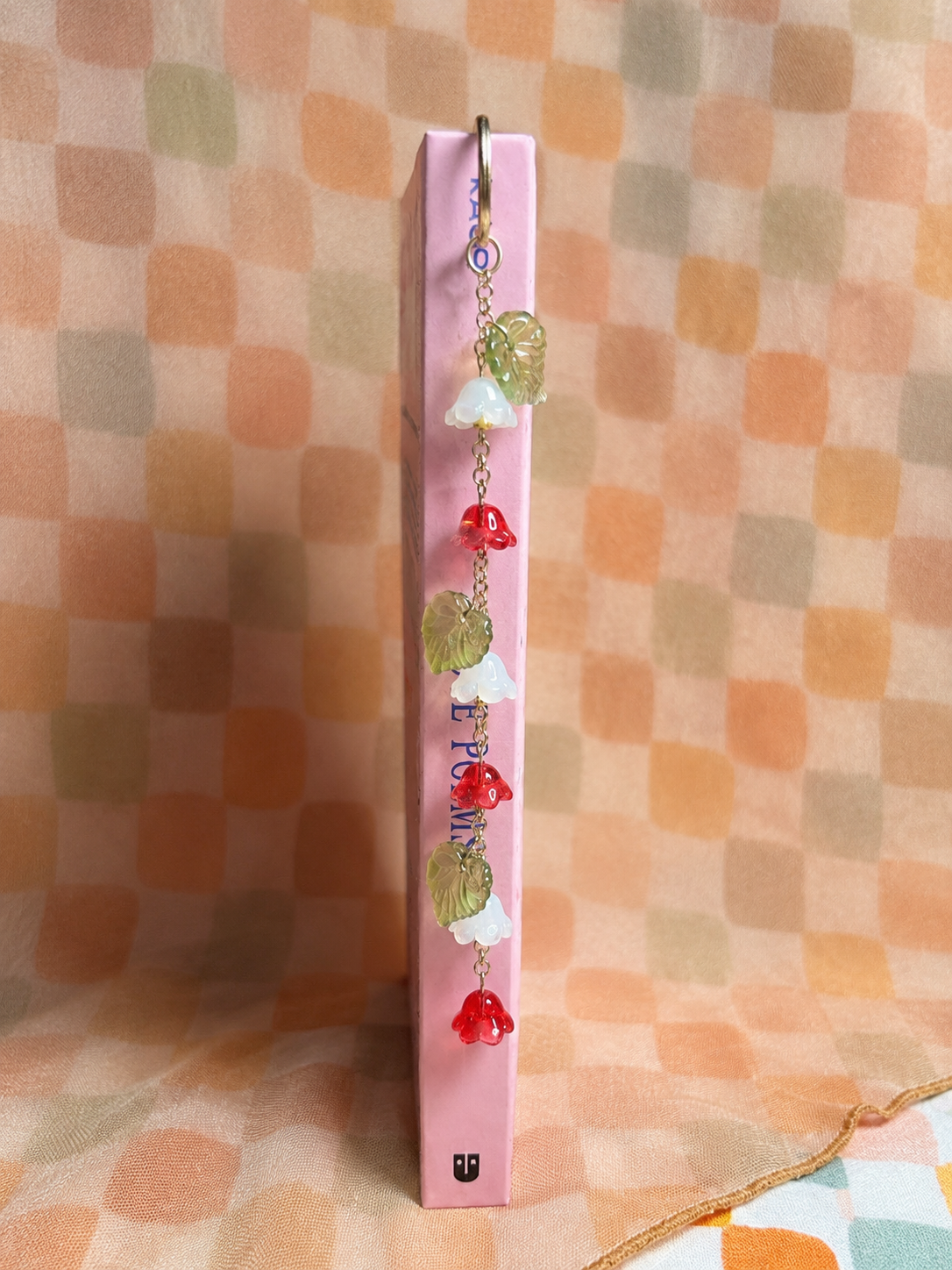 Metal Bookmark with Hand-beaded Charm